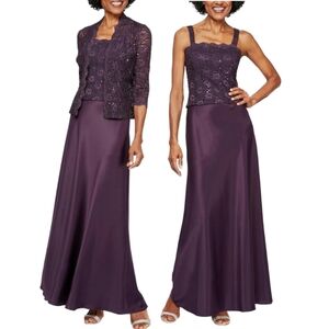 [Alex Evenings] Champagne Women's 2pc Piece Mother of the Bride Dress/Jacket